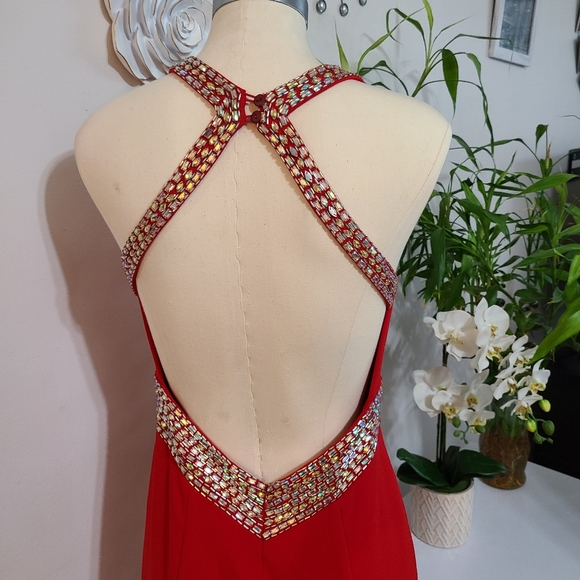 Formal Evening Dress, Prom/Homecoming, Wedding Guest Cut out long gown Red color - Picture 3 of 11